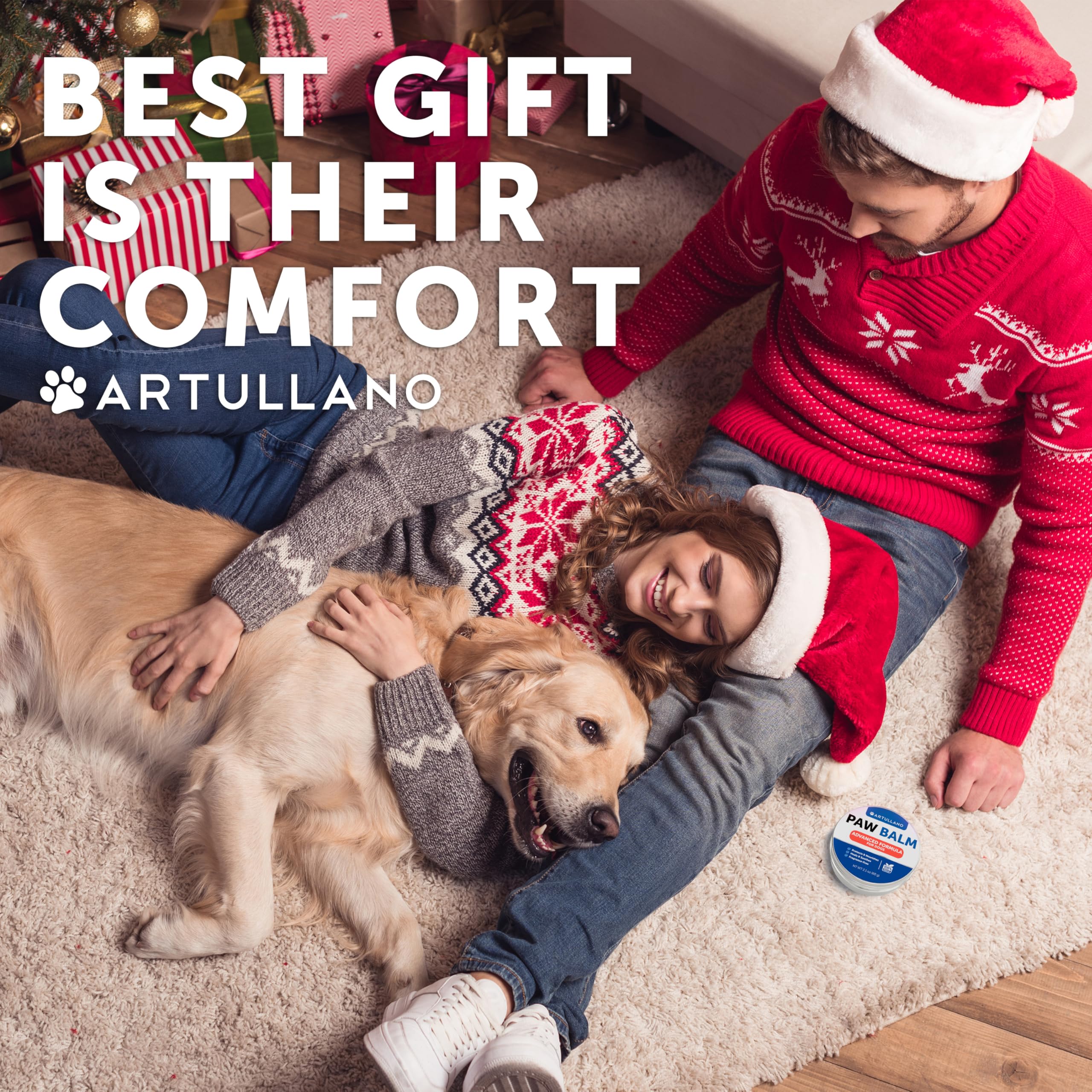 Artullano Dog Paw Balm application shows soothing care after outdoor adventures.