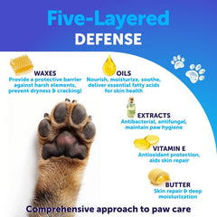Artullano Dog Paw Balm packaging presents fragrance-free, all-season protection for noses and paws.