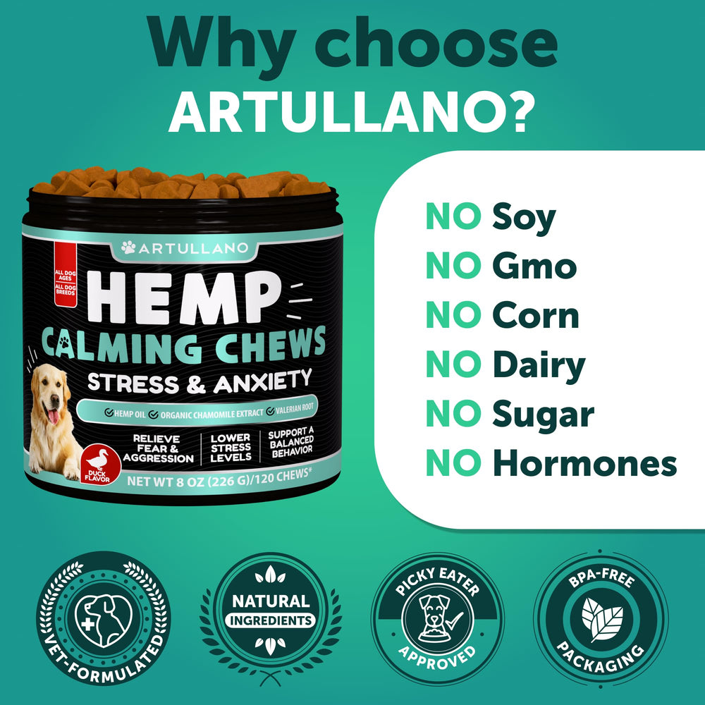 Artullano dog taste test chews depicts eager acceptance and tasty calming treat