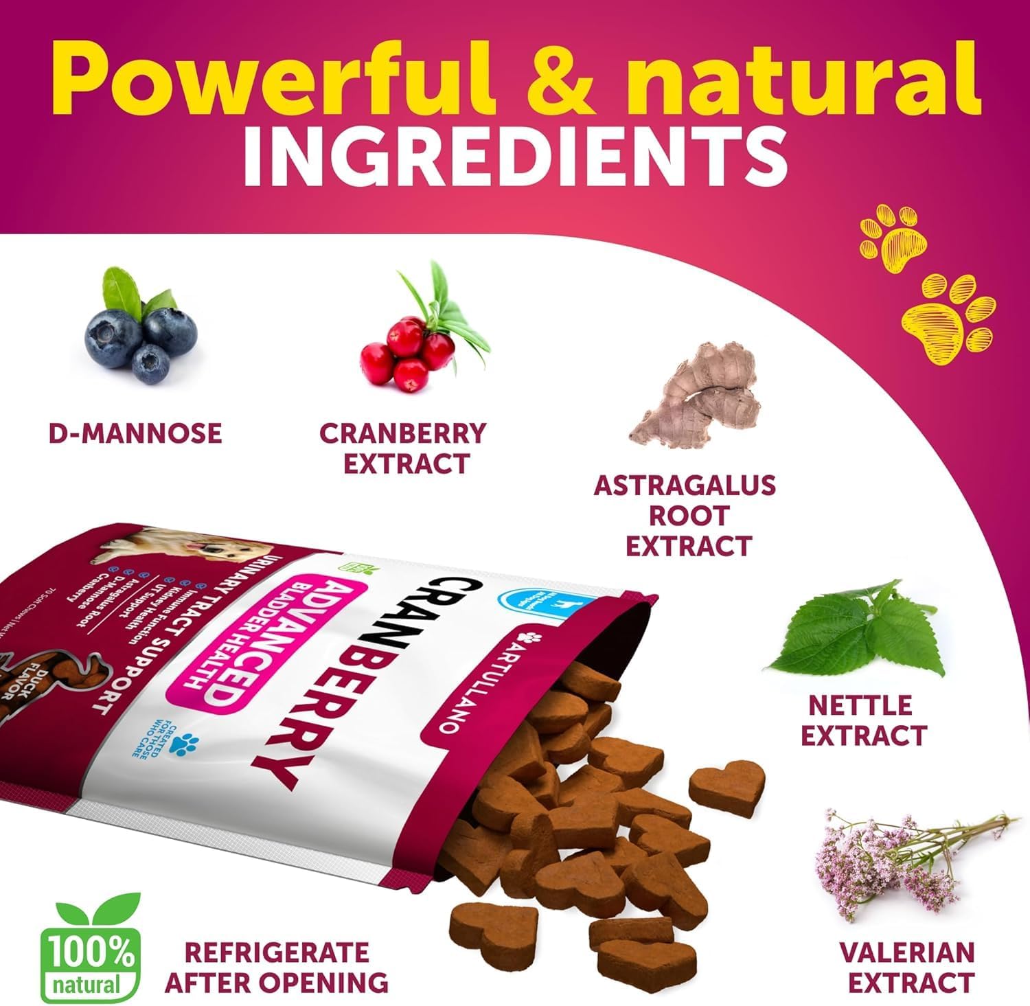 Artullano Dog UT Treats feature fish oil and pumpkin for holistic daily wellness