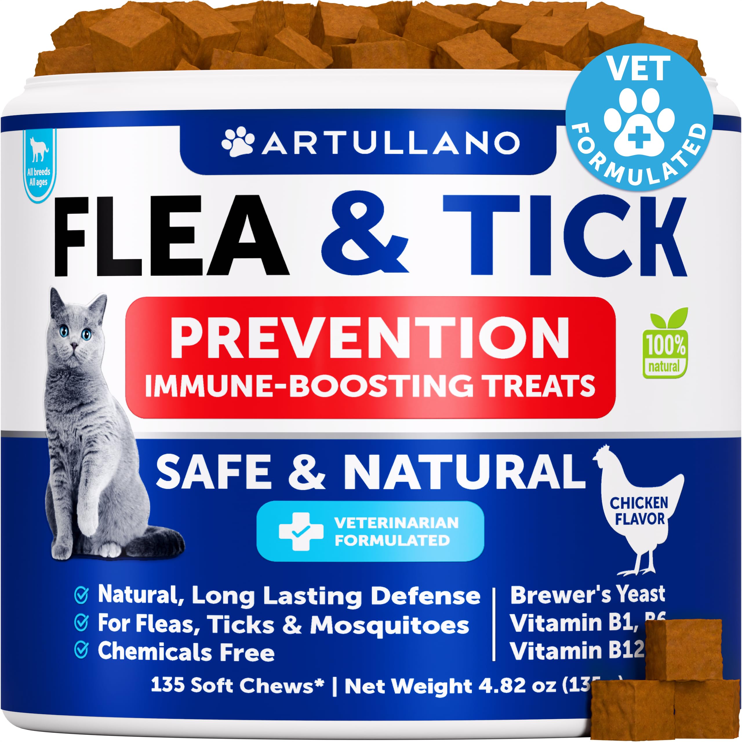 Artullano flea-treatment cat bottle with chews for daily flea and tick prevention
