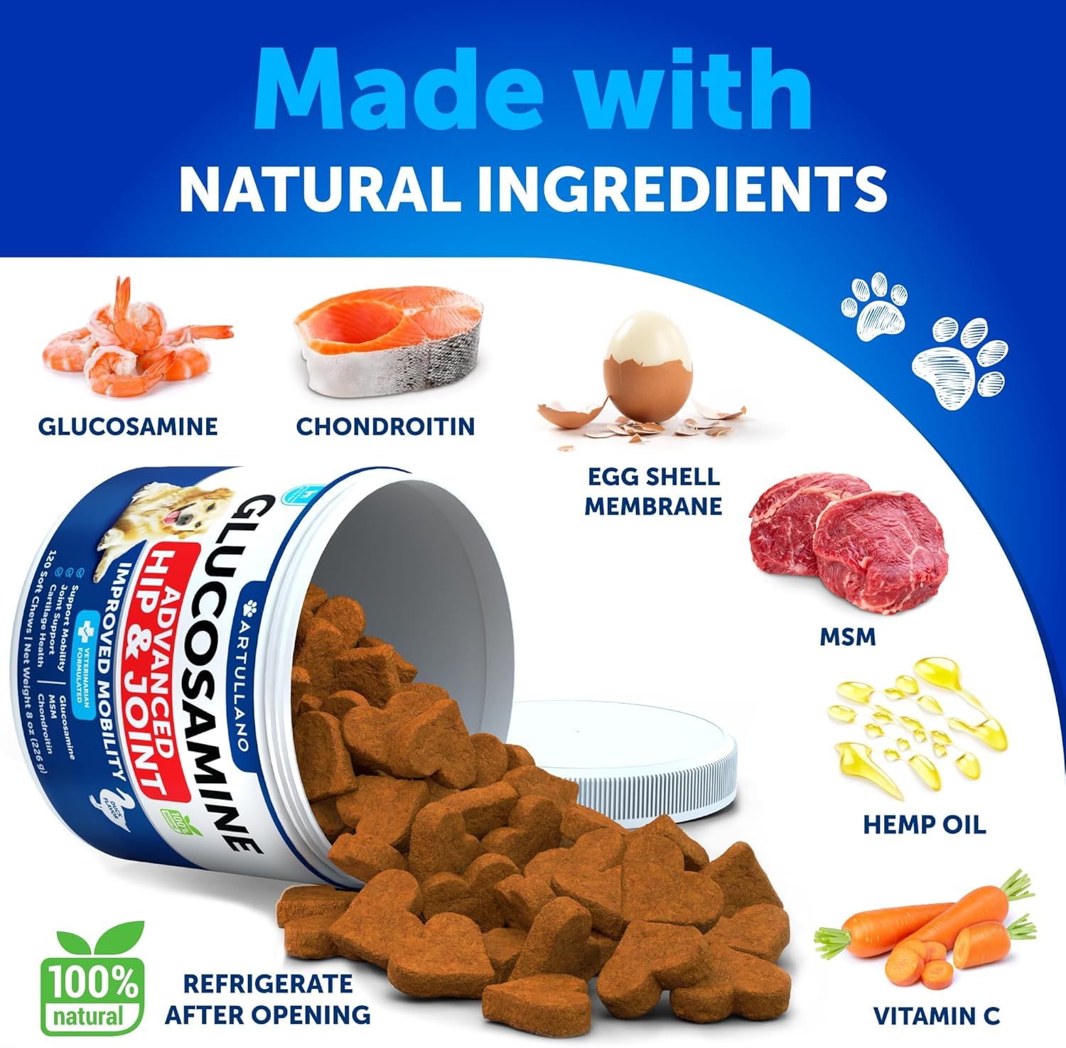 Artullano Glucosamine for Dogs large-breed-running demonstrates mobility support for energetic dogs.
