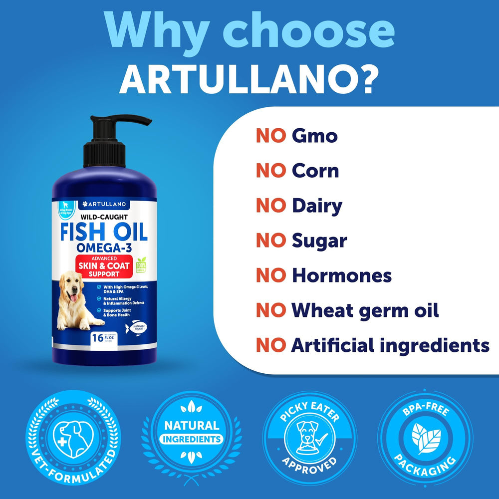 Artullano Omega 3 for Dogs measuring spoon included for precise dosing.