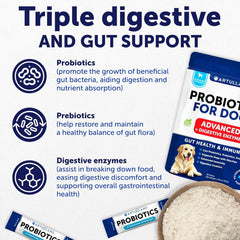 Artullano powder being stirred into kibble suggests seamless integration into meals.