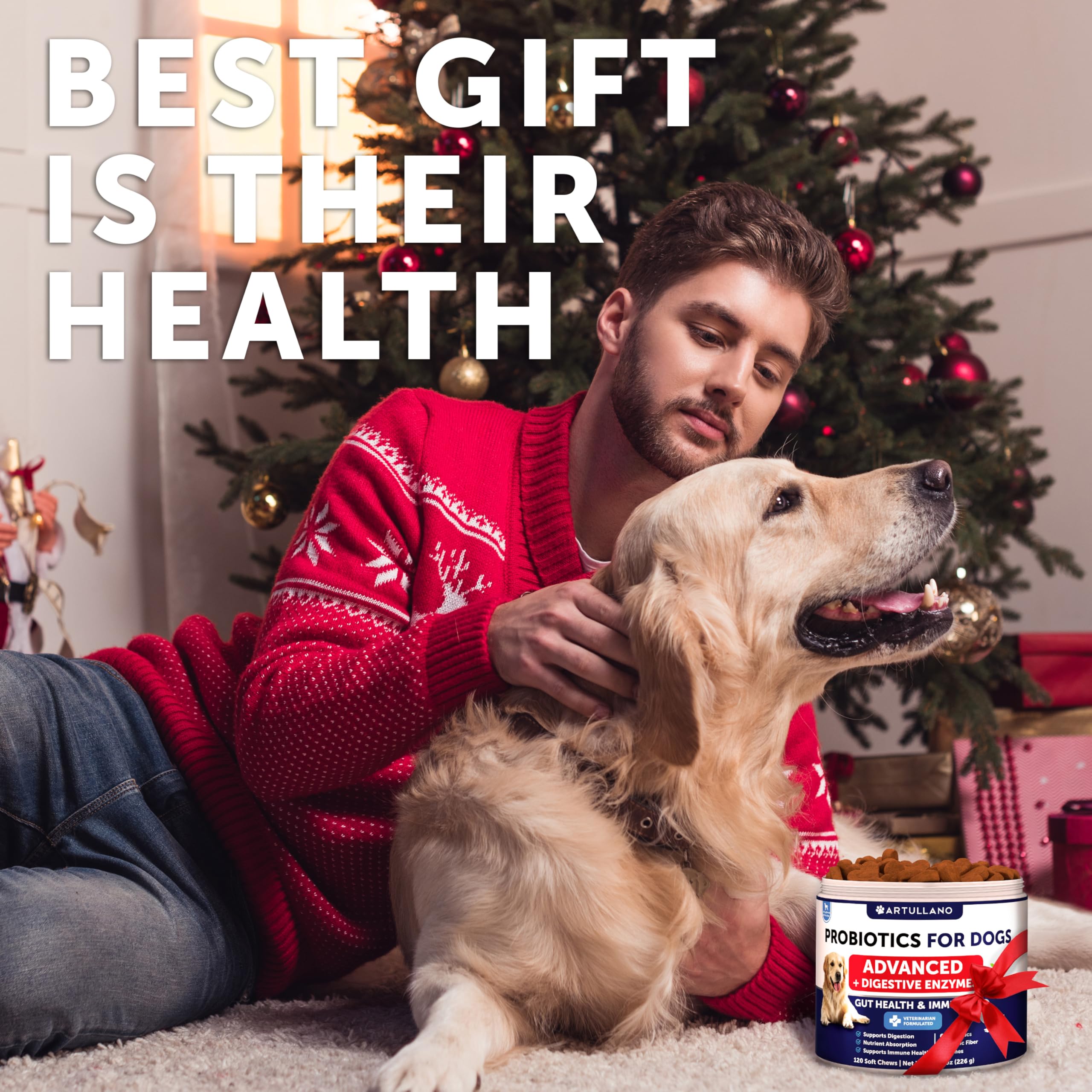 Artullano Probiotics for Dogs duck-flavored chews for easier digestion.