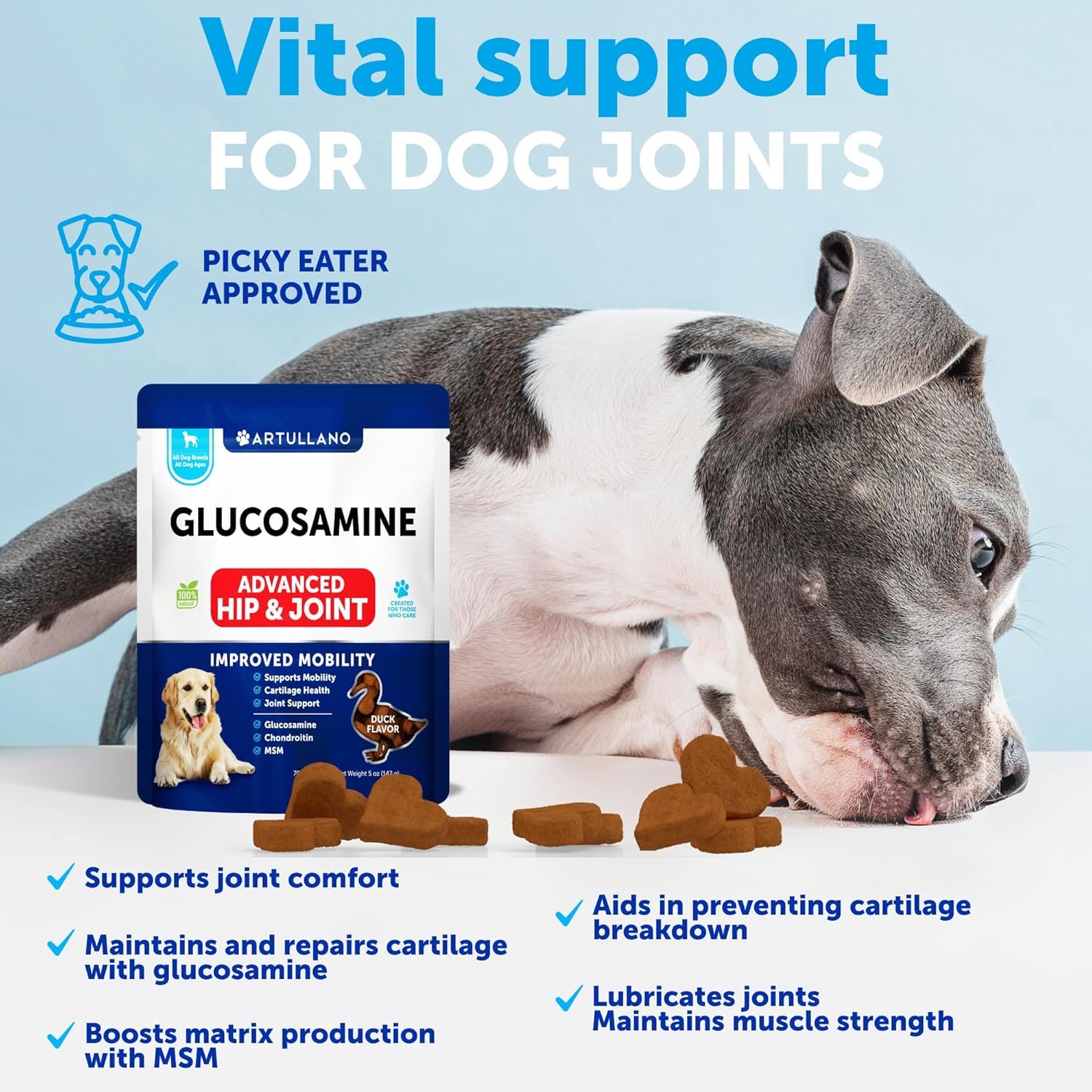 Artullano veterinarian-formulated dog supplement supports consistent quality.