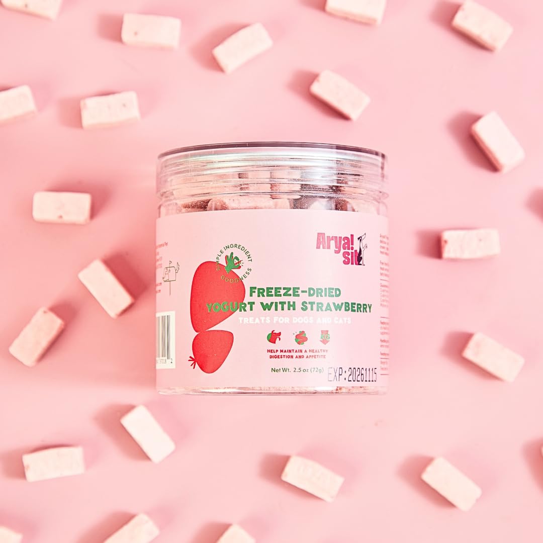 Arya Sit! freeze-dried treats produced in small batches highlighting quality ingredients.