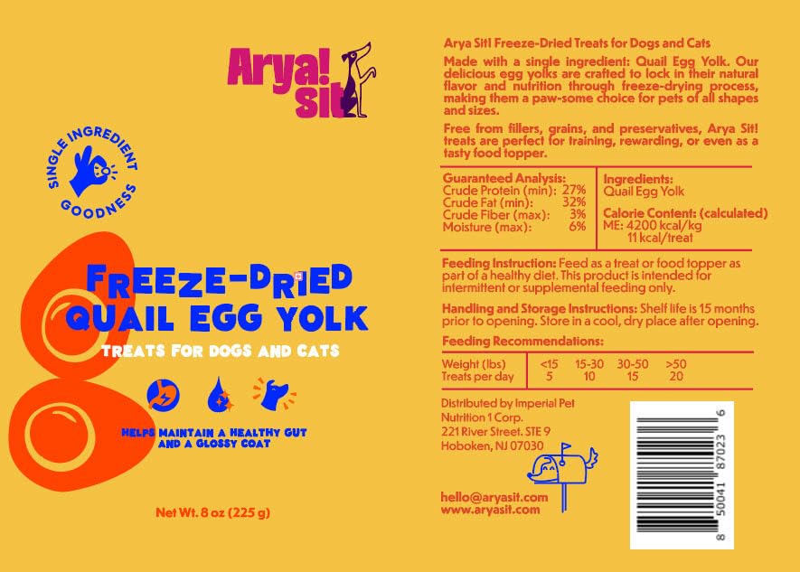 Arya Sit quail egg yolk treat open jar demonstrates portable storage and freshness.
