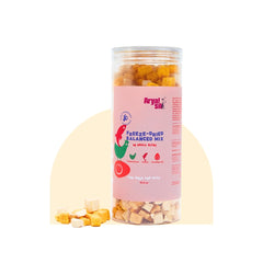 Arya Sit! freeze-dried treats jar closeup—fresh, low-calorie protein reward for pets.