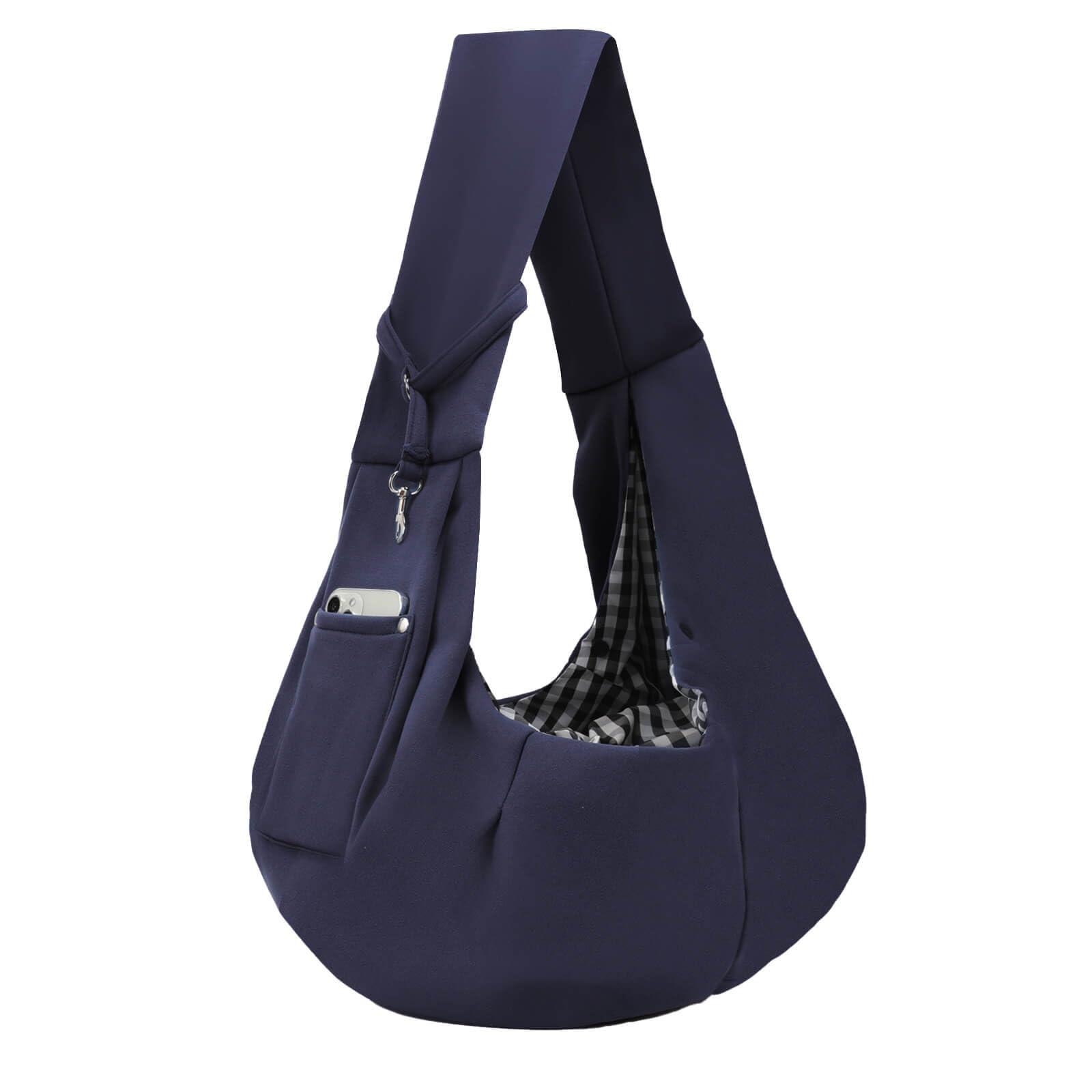 ARZQUT dog carrier sling dark blue front view for hands-free errands