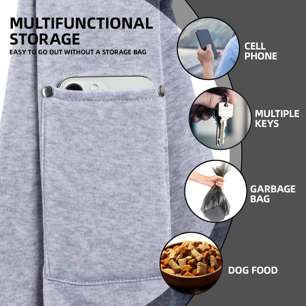 ARZQUT Dog Carrier Sling gray pocket detail stores essentials during outings