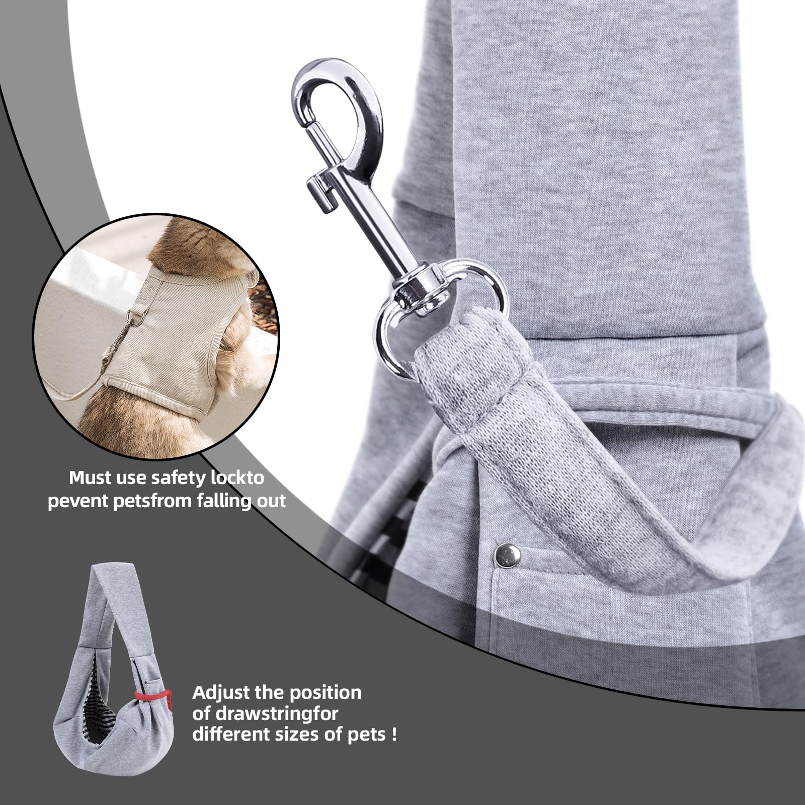 ARZQUT Dog Carrier Sling gray safety buckles highlight secure opening
