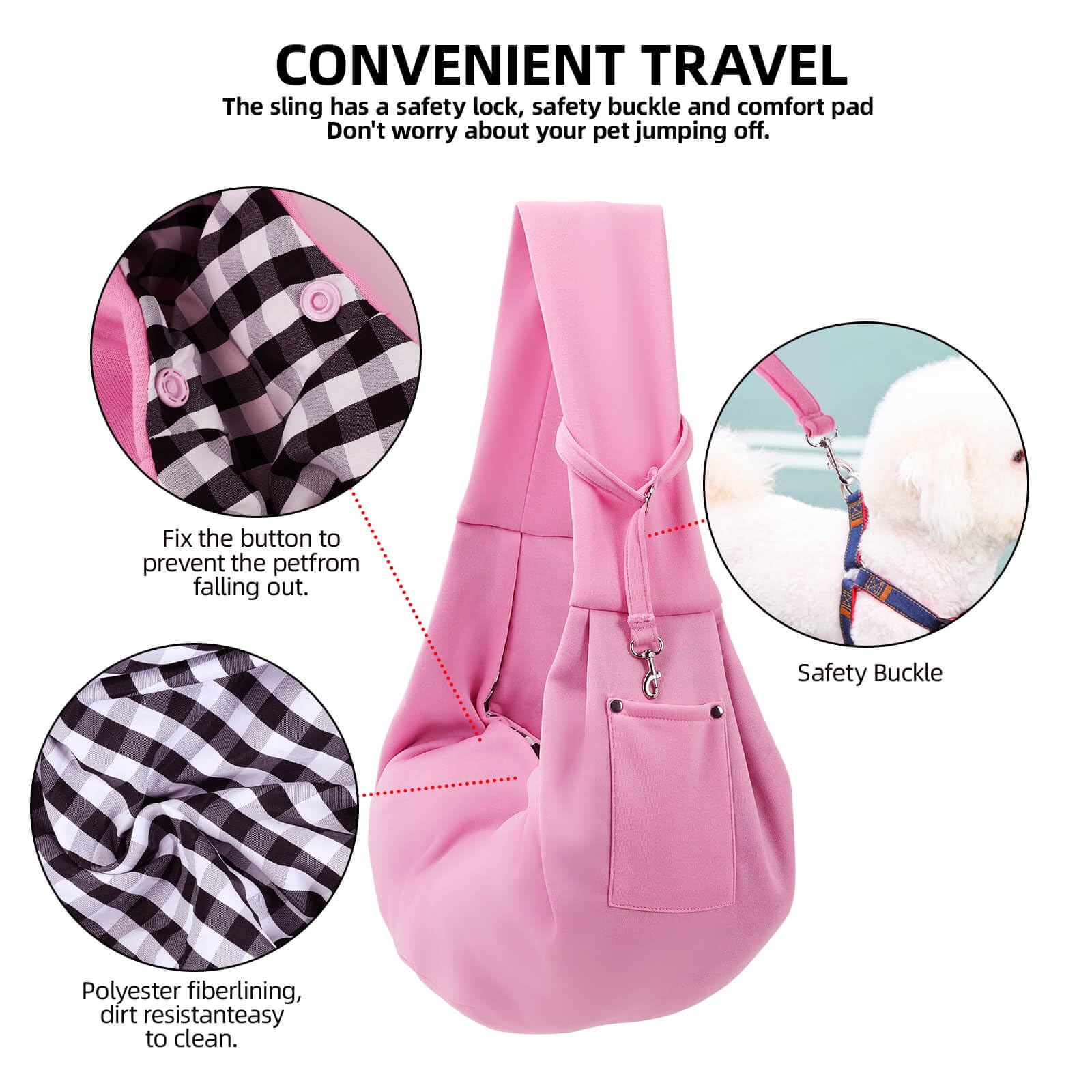 ARZQUT sling used in mall park and travel scenarios in pink