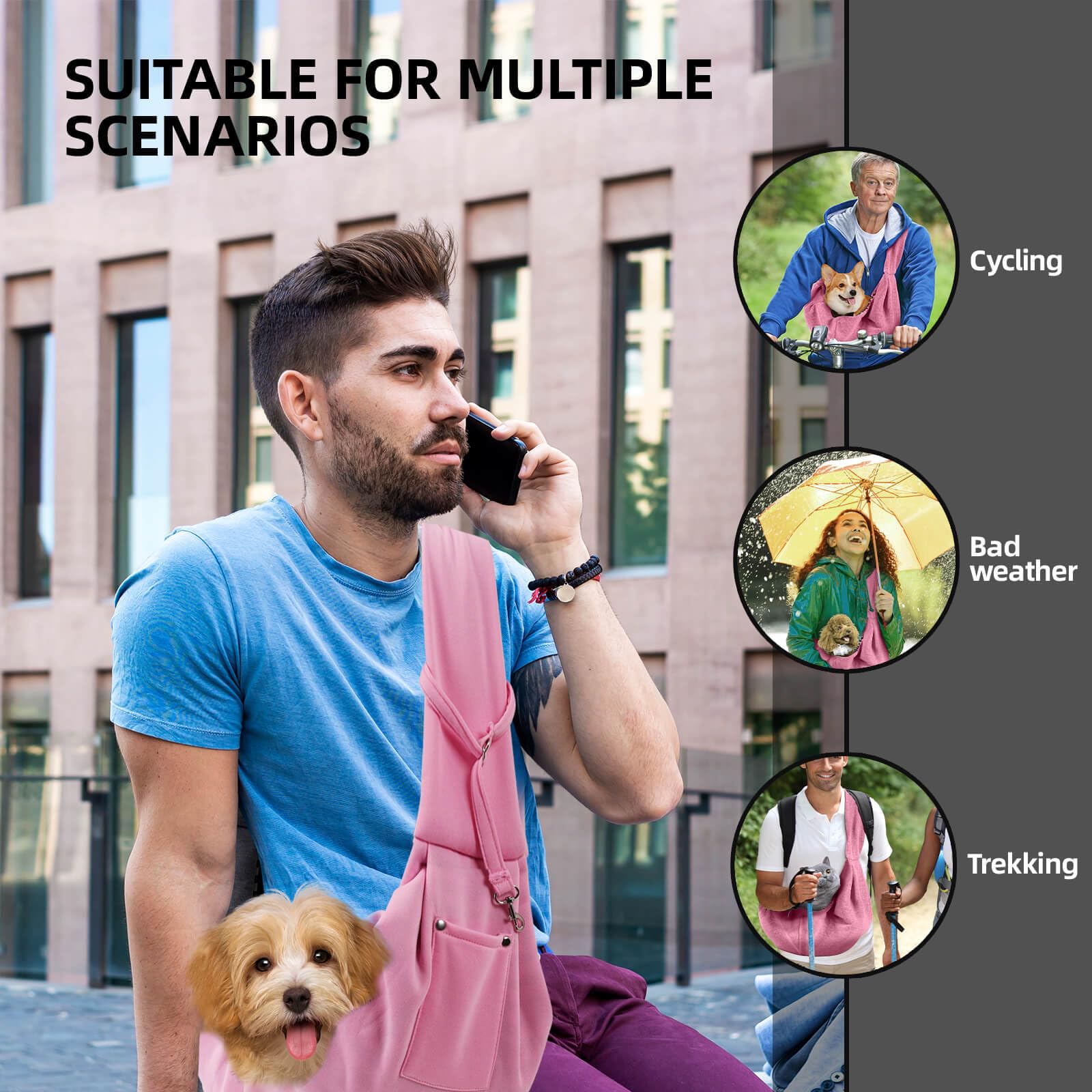 ARZQUT carrier sling pink with front storage pocket for essentials