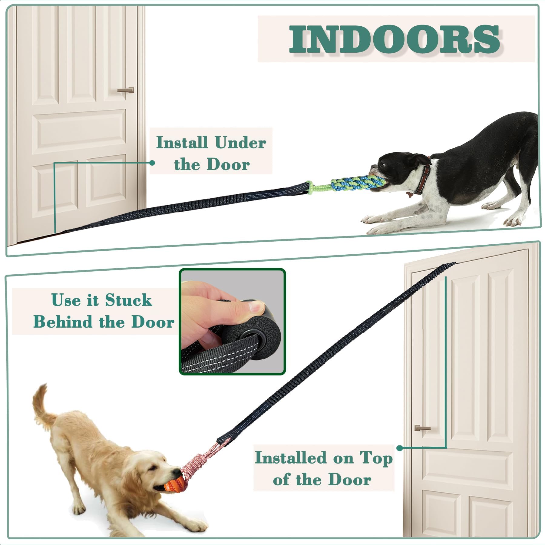 ASDICOXB dog bungee tug toy kit blue strengthens grip and coordination.