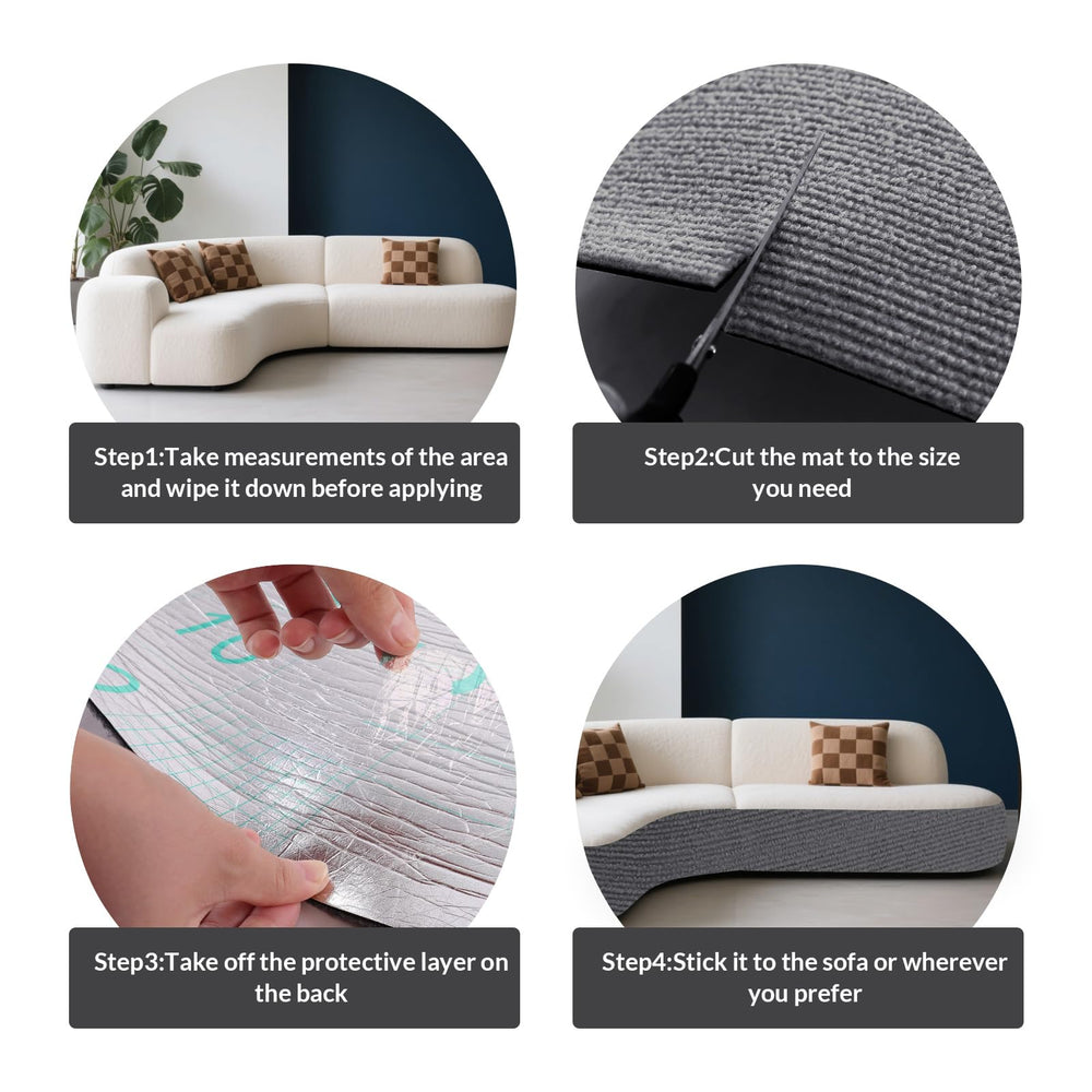 ASENKU dark gray mat showing DIY fit near cat furniture and protection.