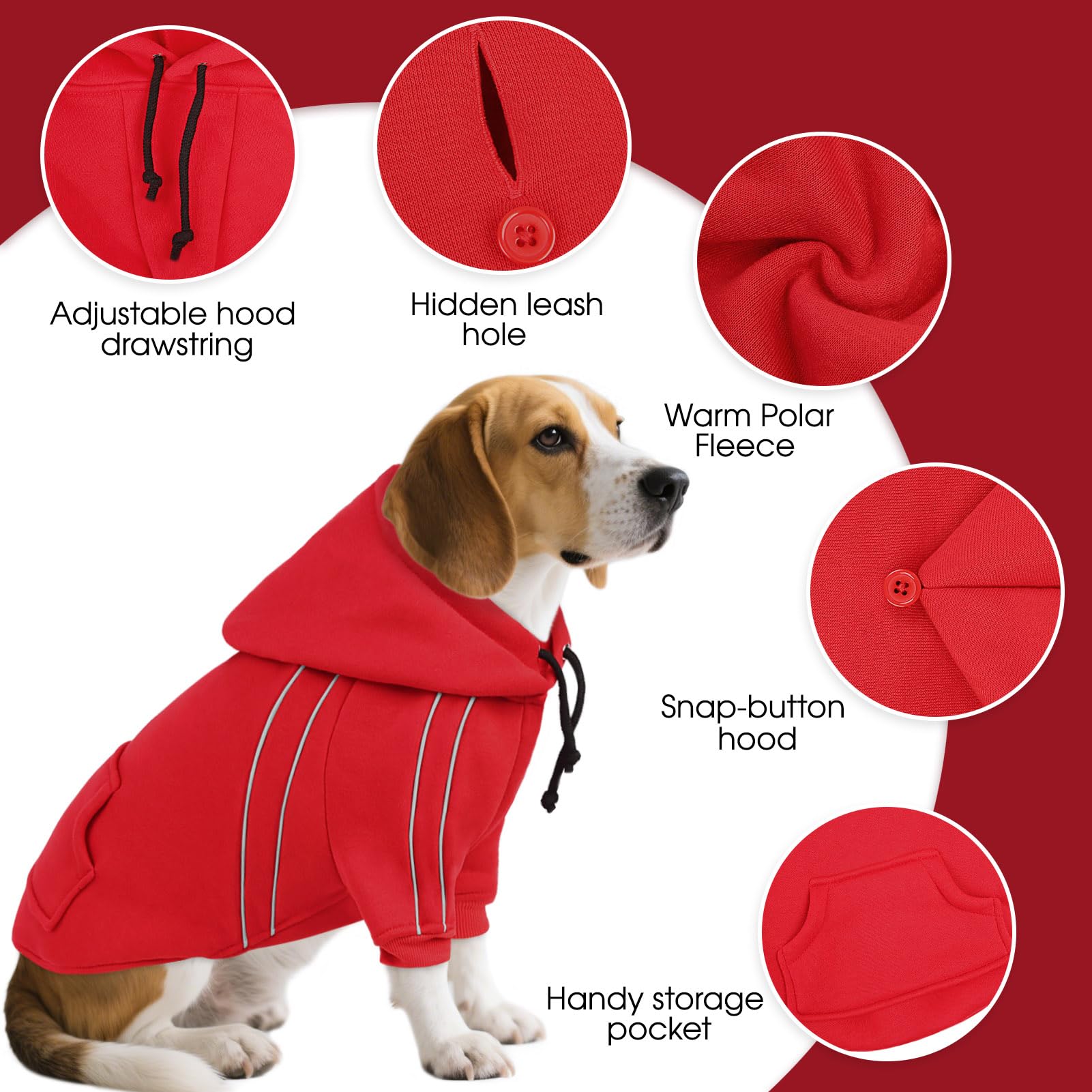 ASENKU Cozy Dog Hoodie back pocket view showcases a convenient treat pocket.