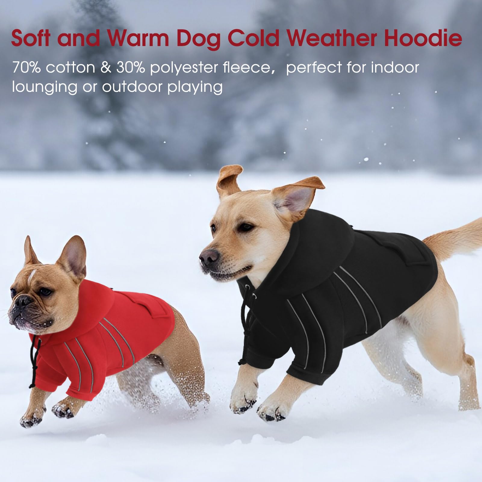 ASENKU Cozy Dog Hoodie size chart confirms XS–3XL range for many breeds.