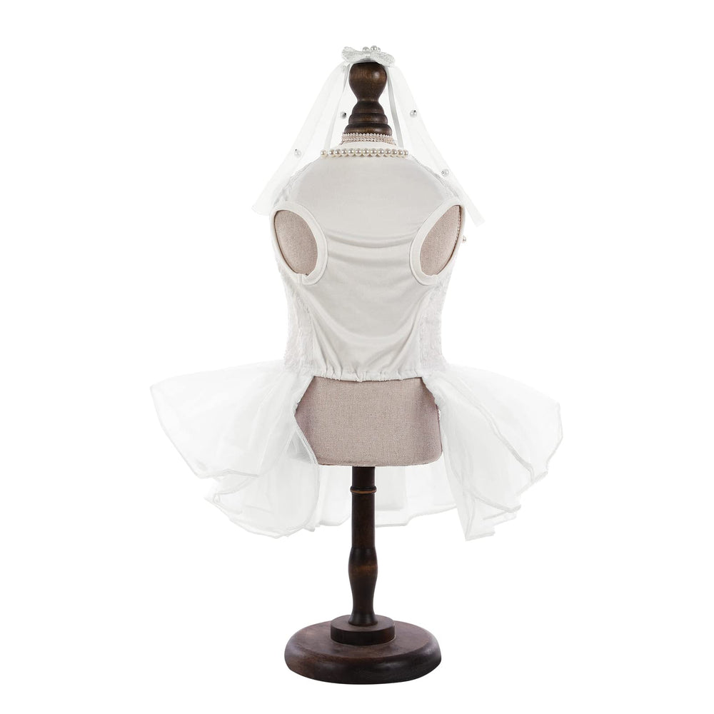 ASENKU dog dress back design features bows and mesh for festive vibe