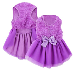 ASENKU dog dress with lace embroidery for wedding-ready photoshoots