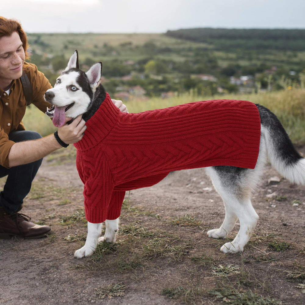ASENKU dog sweater cable knit pattern adds elegant texture.