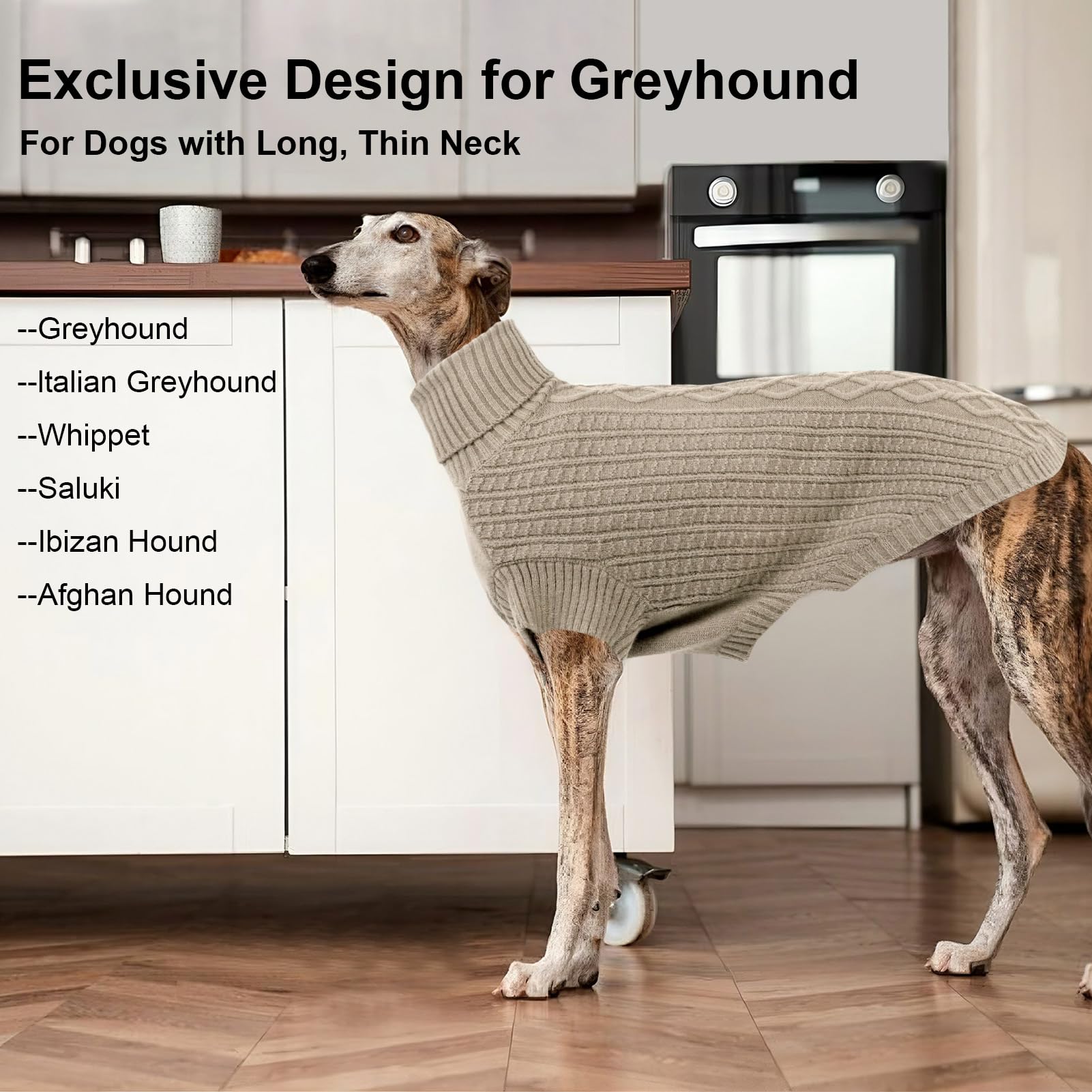 ASENKU dog sweater sighthound sizing chart apricot tailored fit