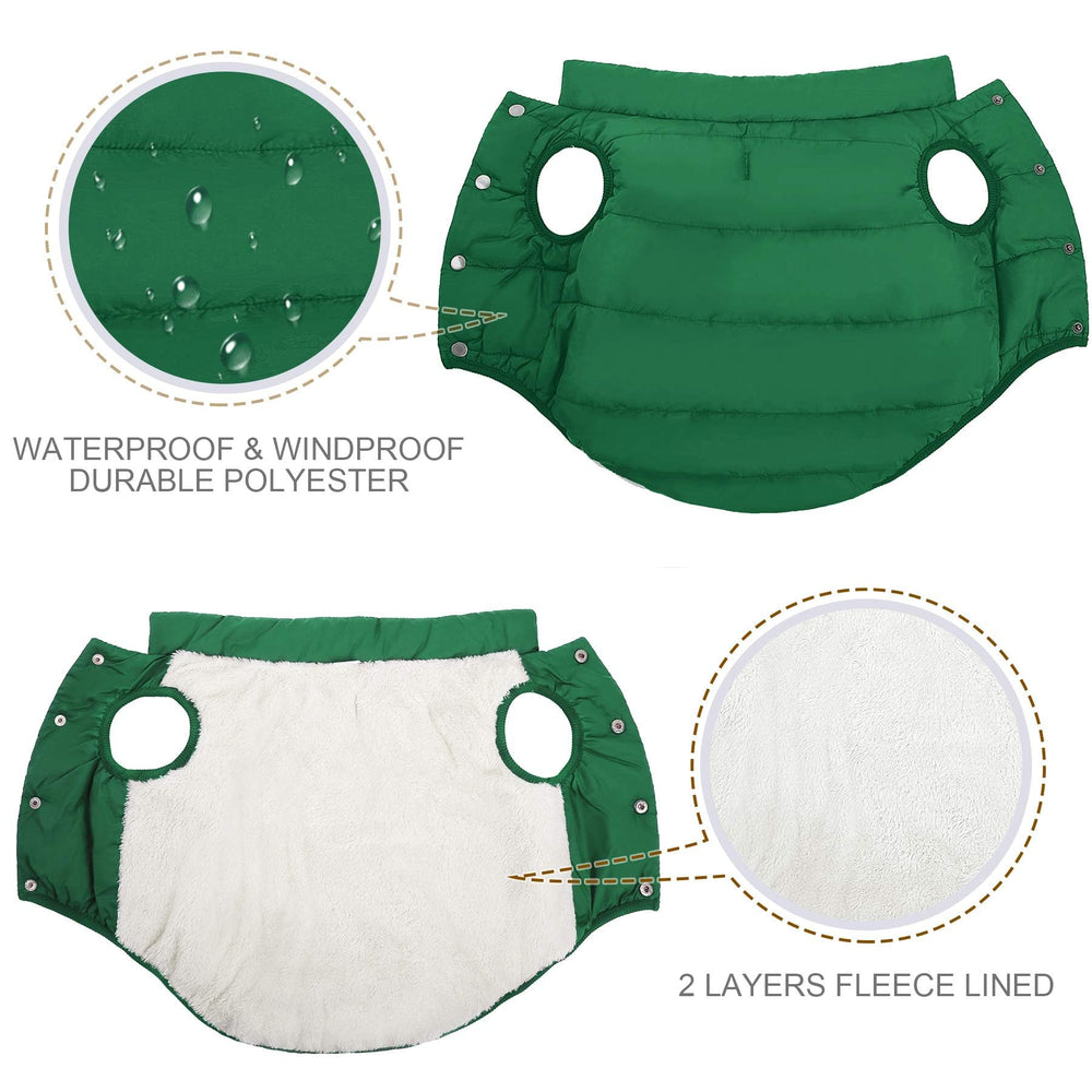 ASENKU dog winter coat elastic edges maintain a snug fit during movement.