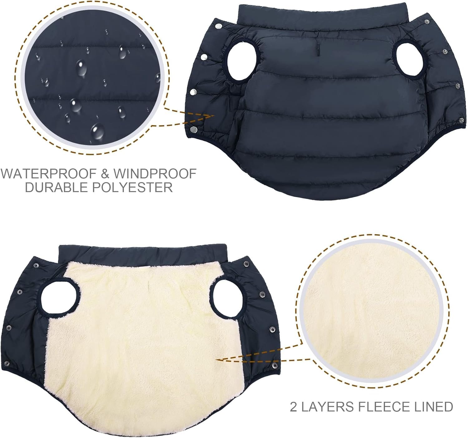 ASENKU dog winter coat elastic hems offer adjustable fit for comfort