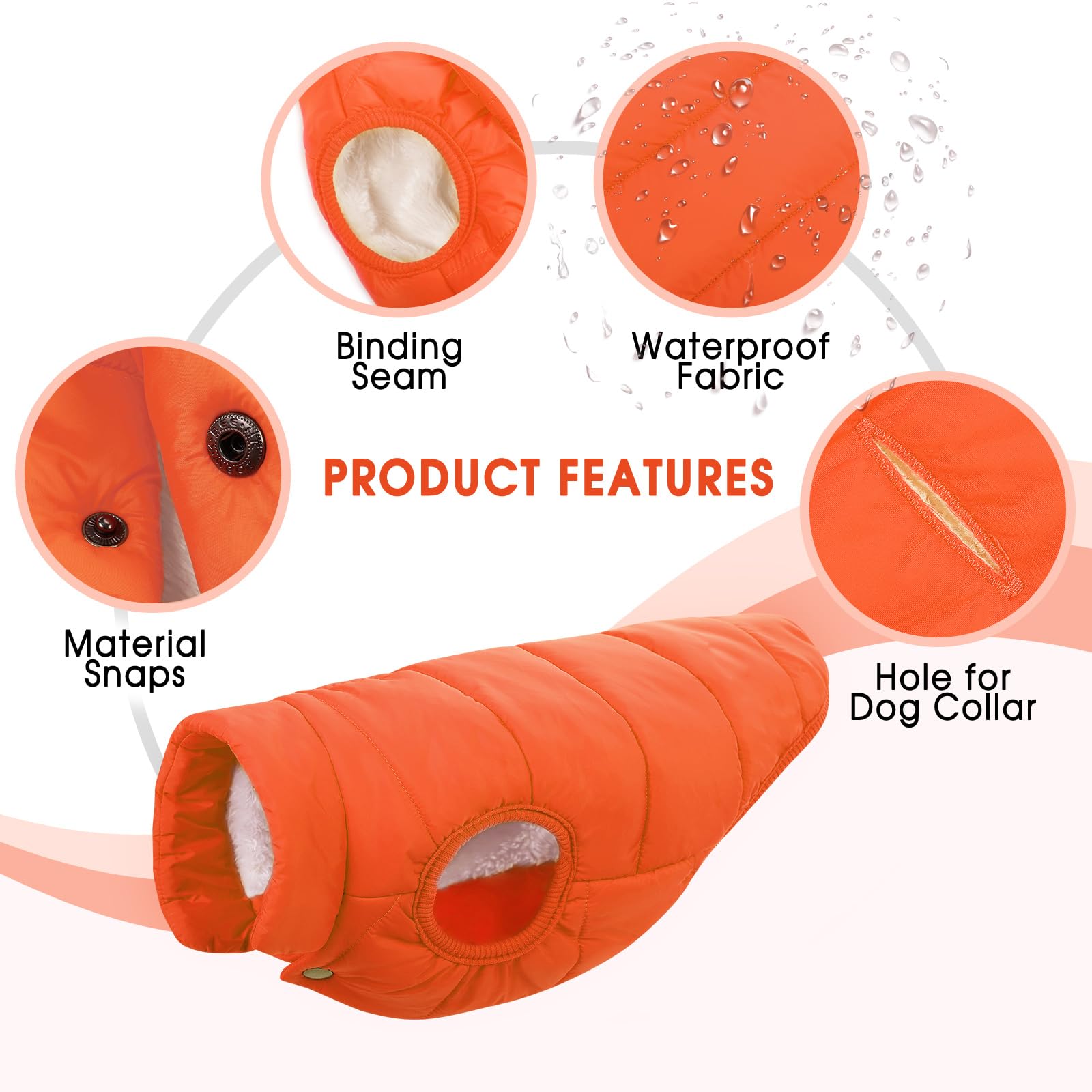 ASENKU dog winter coat fleece lining closeup highlights plush warmth for chilly days.