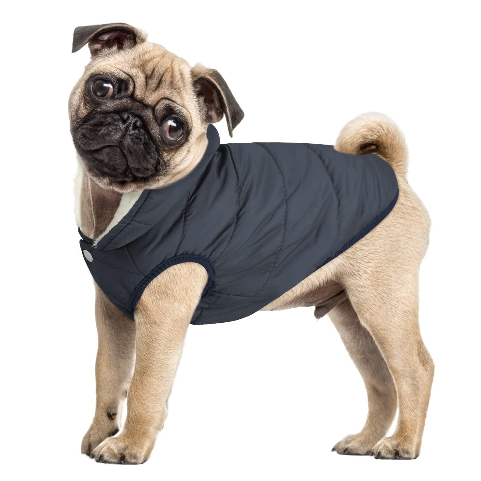 ASENKU dog winter coat four-snaps closure for quick on/off
