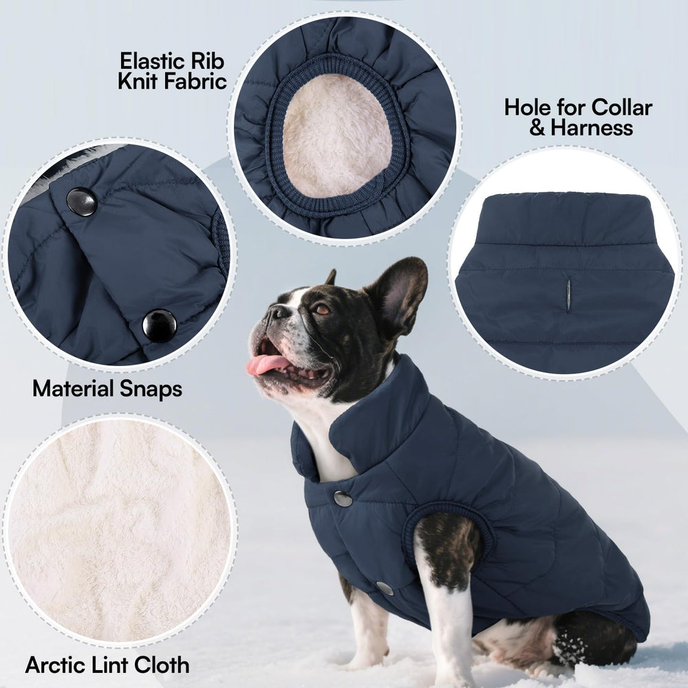 ASENKU dog winter coat leash hole design enables secure walking on cold days