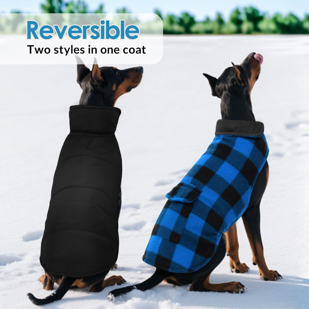ASENKU dog winter coat size chart image helps pick the perfect fit.