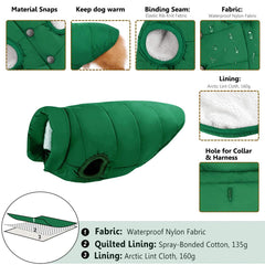 ASENKU dog winter coat stand collar adds warmth and wind protection.