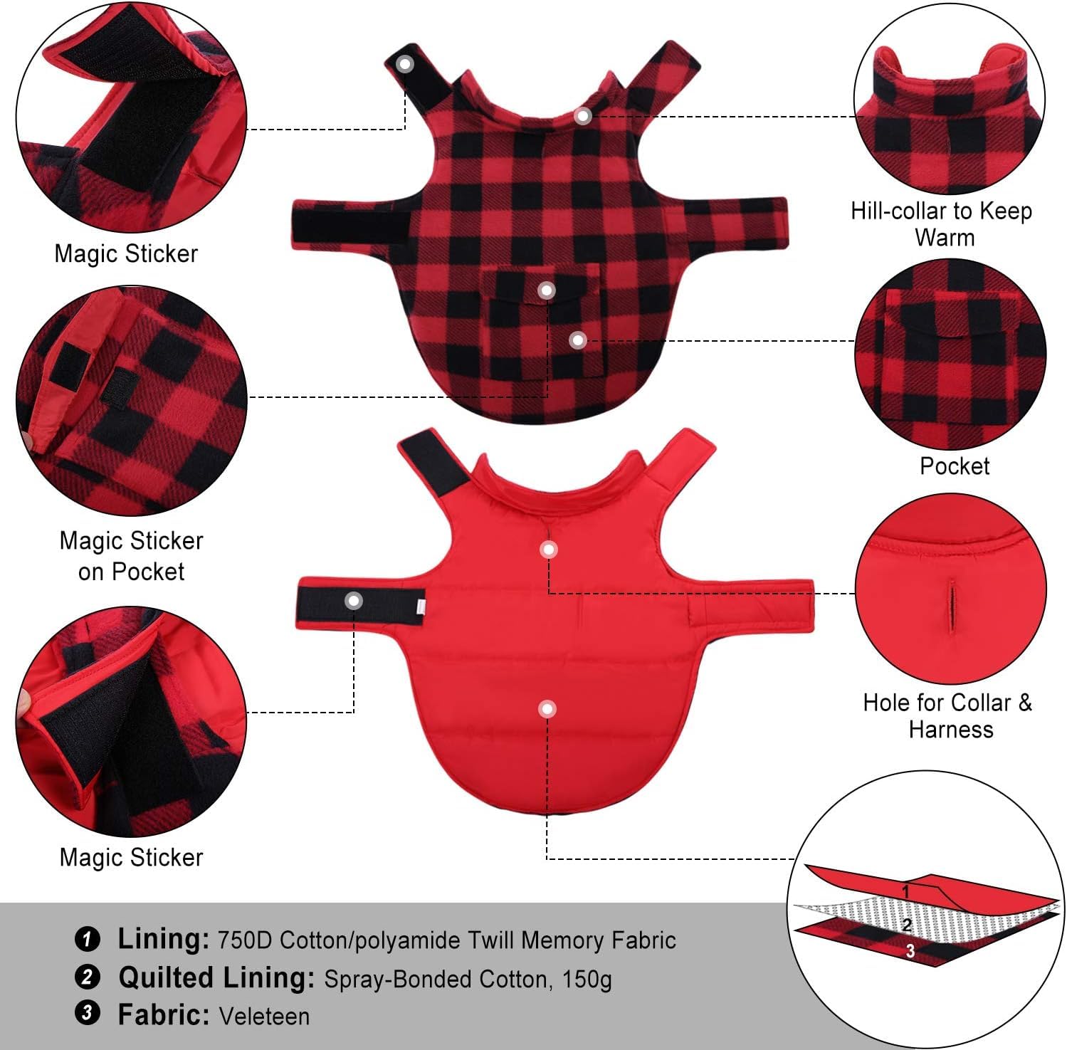 ASENKU dog winter coat waterproof layer protects during light rain.