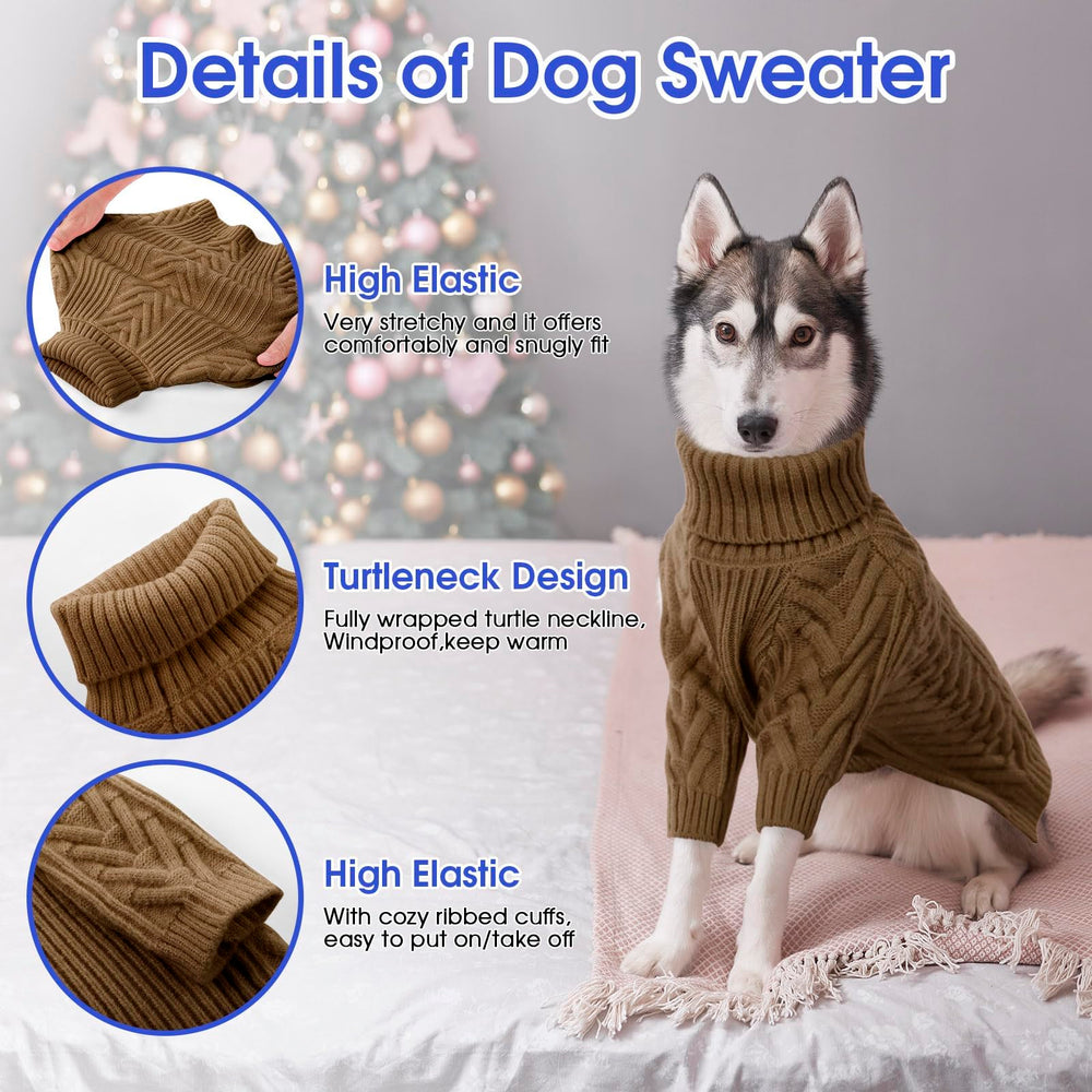 ASENKU extra-large dog sweater cable-knit-back-pattern showcases stylish everyday wear for large dogs
