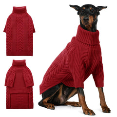 ASENKU extra-large dog sweater front view with warm turtleneck for large breeds.