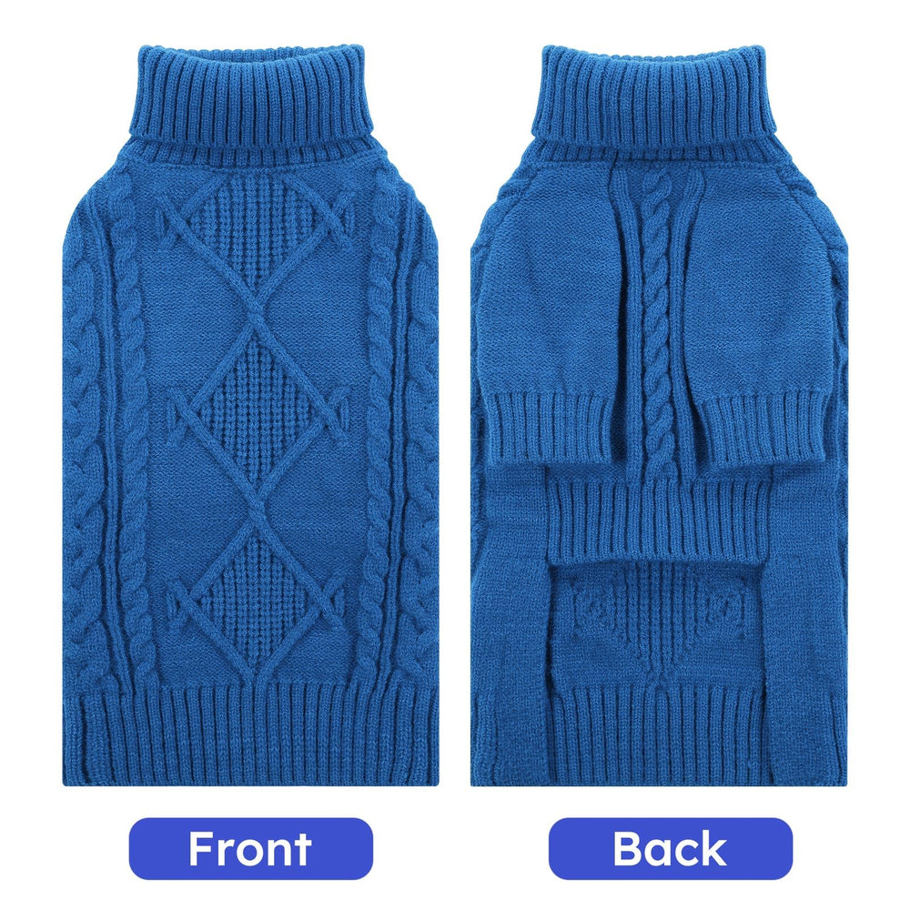 ASENKU knitted dog sweater back view demonstrates durable acrylic knit for everyday warmth.