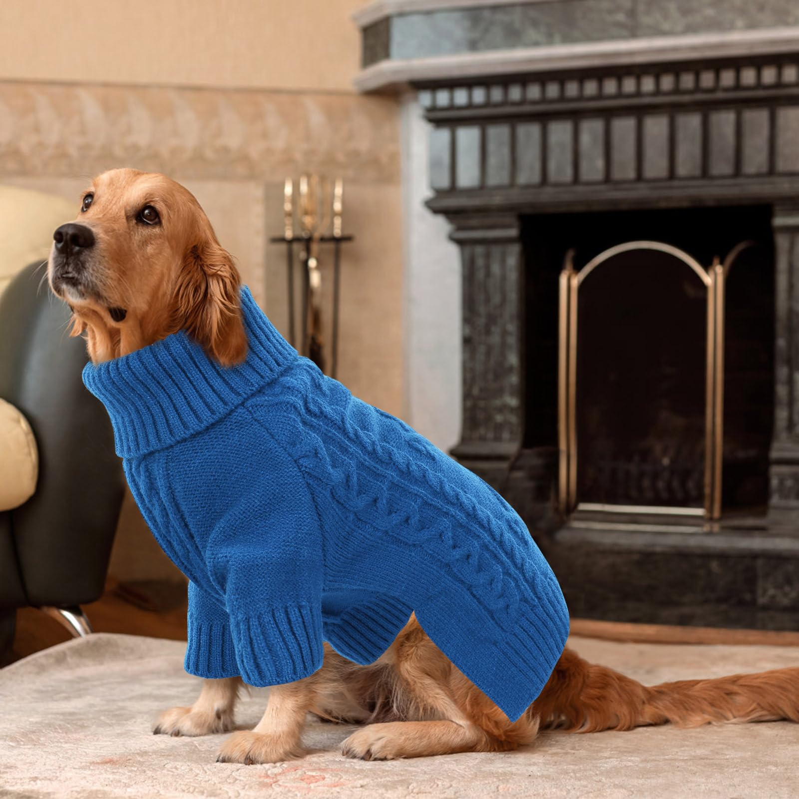 ASENKU knitted dog sweater holiday look adds festive charm for photos.