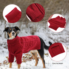 ASENKU knitted dog sweater model wearing demonstrates easy-on design for large breeds.