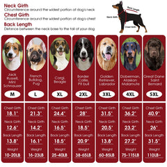 ASENKU knitted dog sweater size chart illustrates fit guidance for varied breeds.