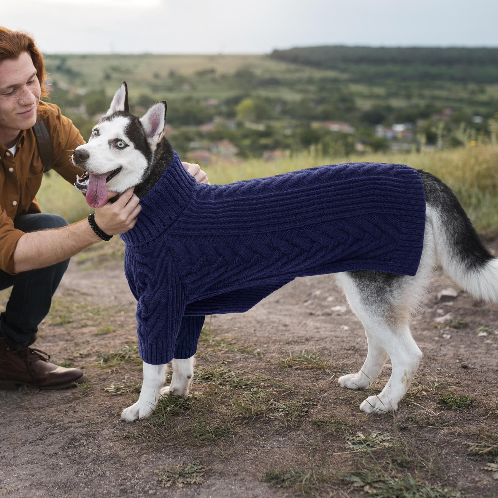 ASENKU royal blue dog sweater holiday-style example suitable for everyday or festive occasions.