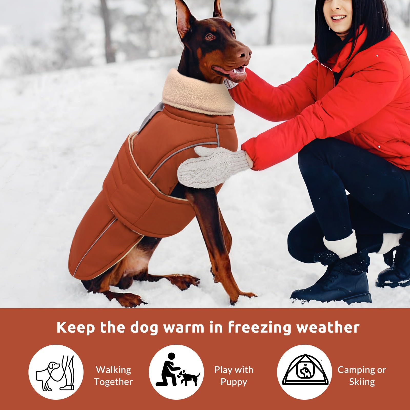 ASENKU Warm Dog Coat belly-fasteners for secure fit during walks