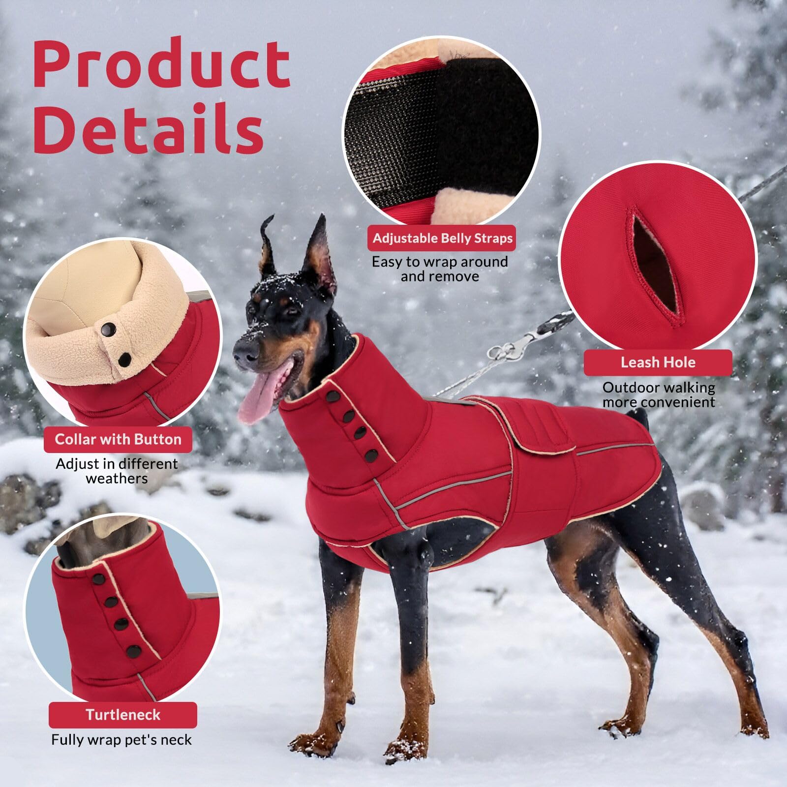 ASENKU warm dog coat thick coral fleece lining soft warmth
