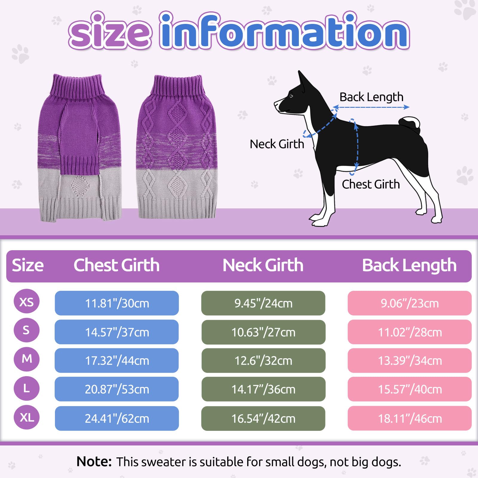 ASENKU warm dog sweater color variant displays five colors for seasonal style.
