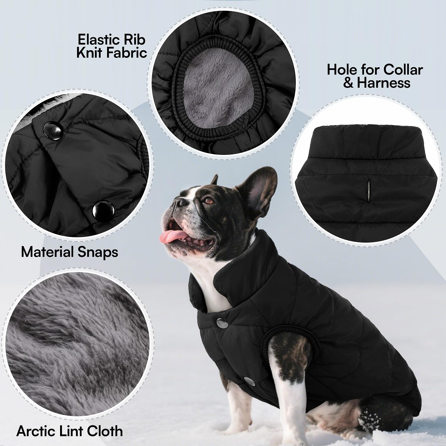 ASENKU windproof dog winter coat stand collar for added warmth during cold walks.