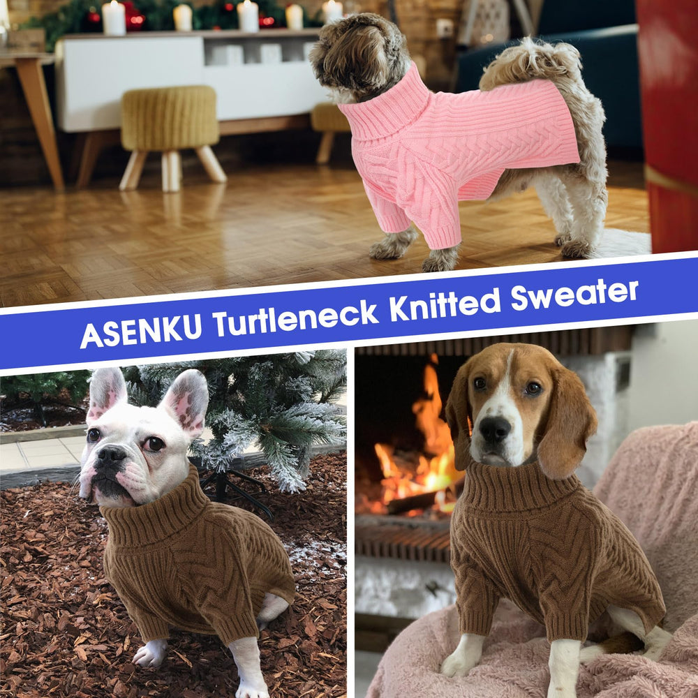 ASENKU XXL dog sweater brown color view for versatile holiday wear.
