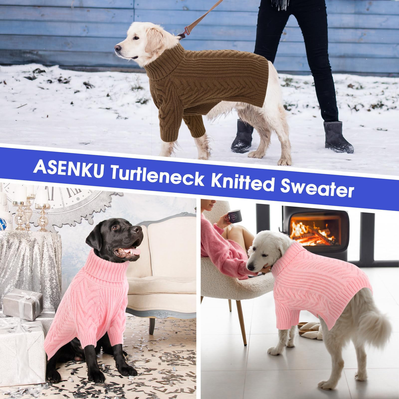 ASENKU XXL dog sweater dark green color view suitable for autumn styling.