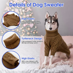 ASENKU XXL dog sweater turtleneck close-up shows foldable collar warmth.