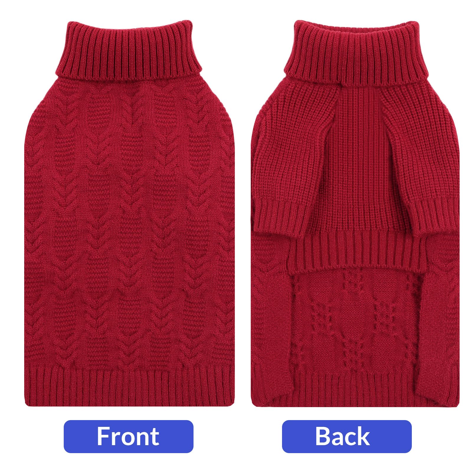 ASENKU XXXL dog sweater red side view shows full-coverage warmth.