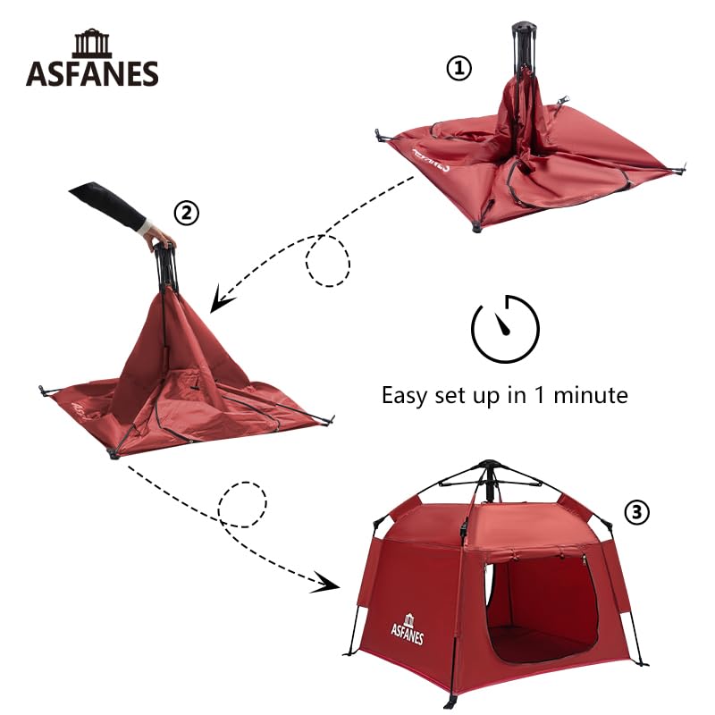 ASFANES red camping tent image showing vibrant color ready for adventures.
